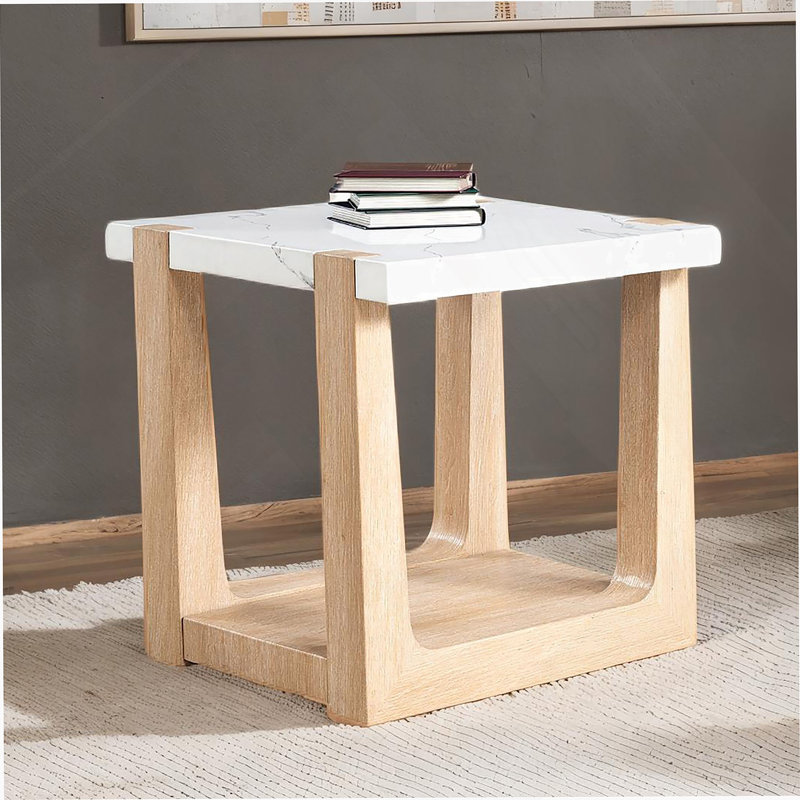 Table de chevet, table de bout pour chambre à coucher, salon, Blanc/naturel
