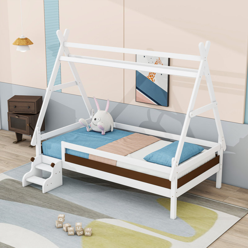 Lit plateforme Wood, Simple, Blanc