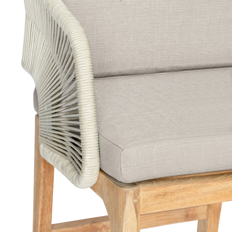 Amadora Outdoor Teak Bar Stool, Silver