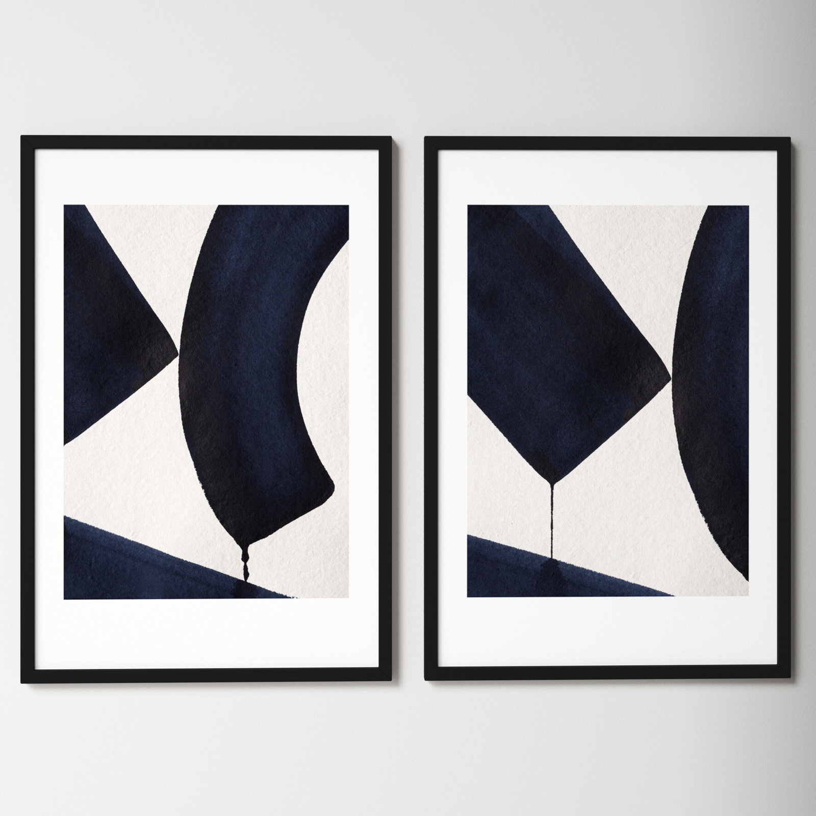 Fluid Motion 2 Duo 2-Piece Print Set, Black, 34.65" H x 49" W x 0.88" D