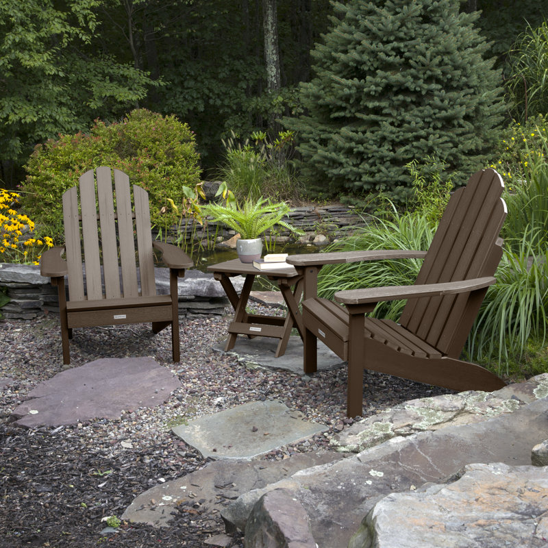 Chaise Adirondack en plastique avec table Anette, Gland de chêne vieilli