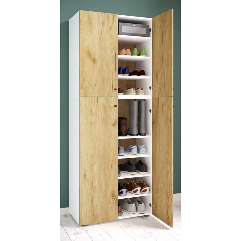 18 Pair Shoe Rack, White/Brown