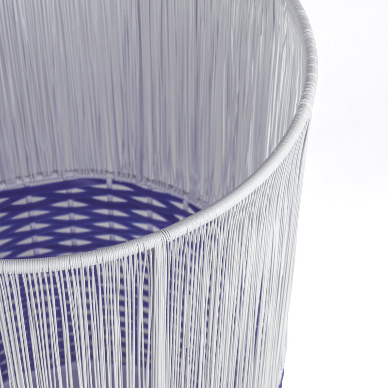 Harper Iron Open Waste Basket - 4.13 Gallons, White/Blue