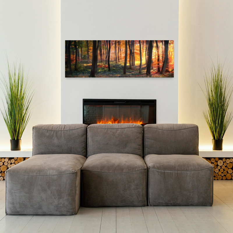 «Golden Forest», art paisible et paisible, forêt d'automne, H 16 po x l 48 po