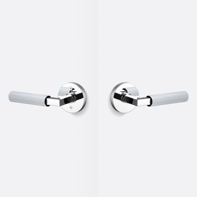 Rosace Levanto ronde en nickel satiné, poignée moletée en chrome poli