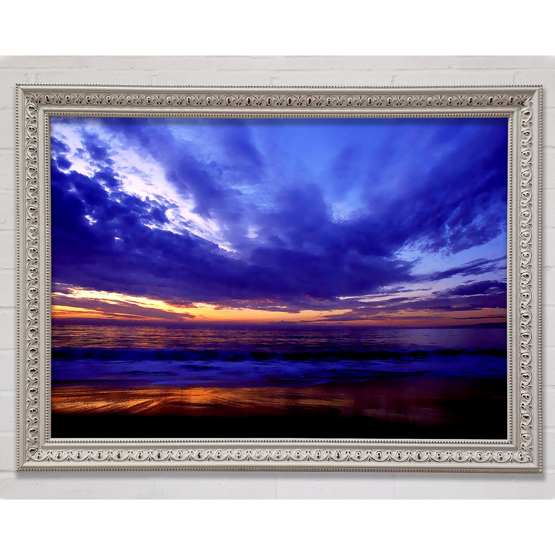 Gerahmtes Poster Blue Lilac Sunset Ocean