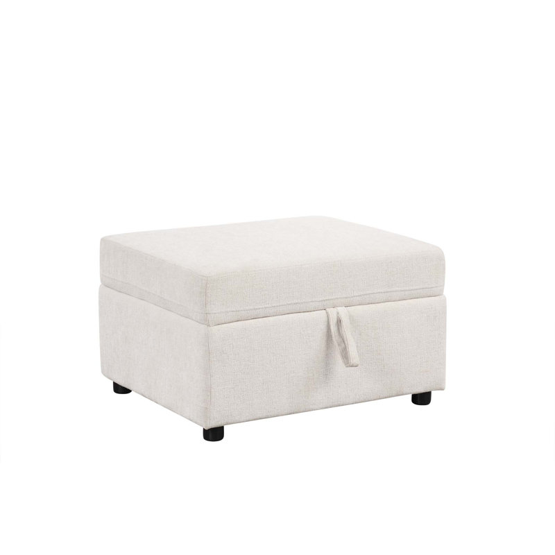 Repose-pieds en chenille avec rangement caché, portable et durable pour le salon et la chambre à coucher, Beige