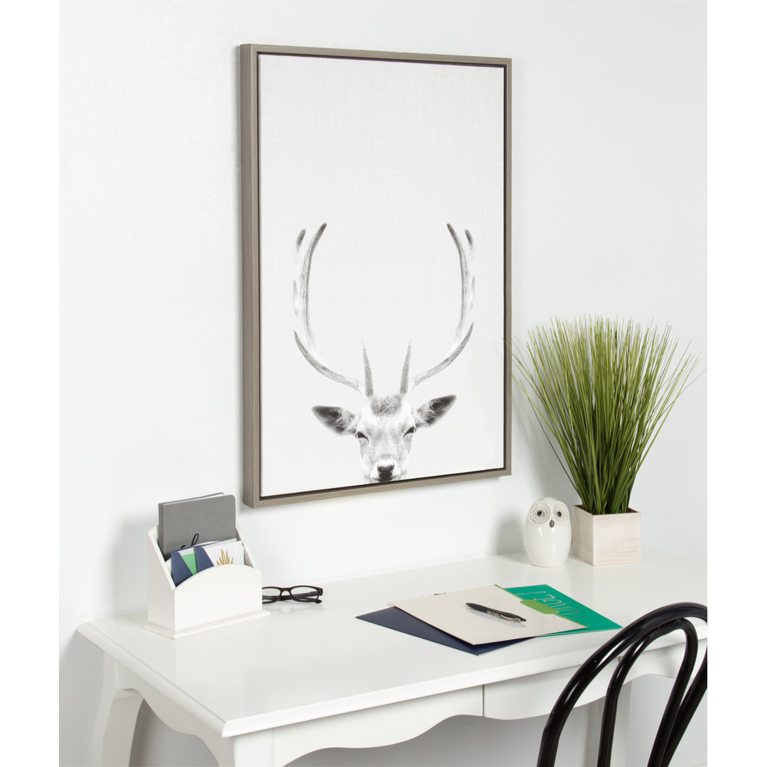Maron " Female Deer Black And White Animal " by Simon Te Of Tai Prints Ebern Designs