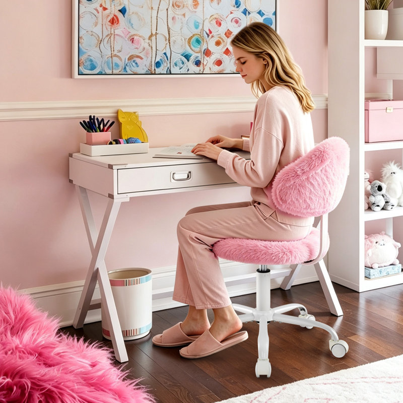 Upholstered Swivel Accent Chair, Pink