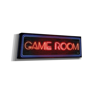 «Game Room Neon Sign» par Mollie B - Art textuel panoramique sur toile tendue