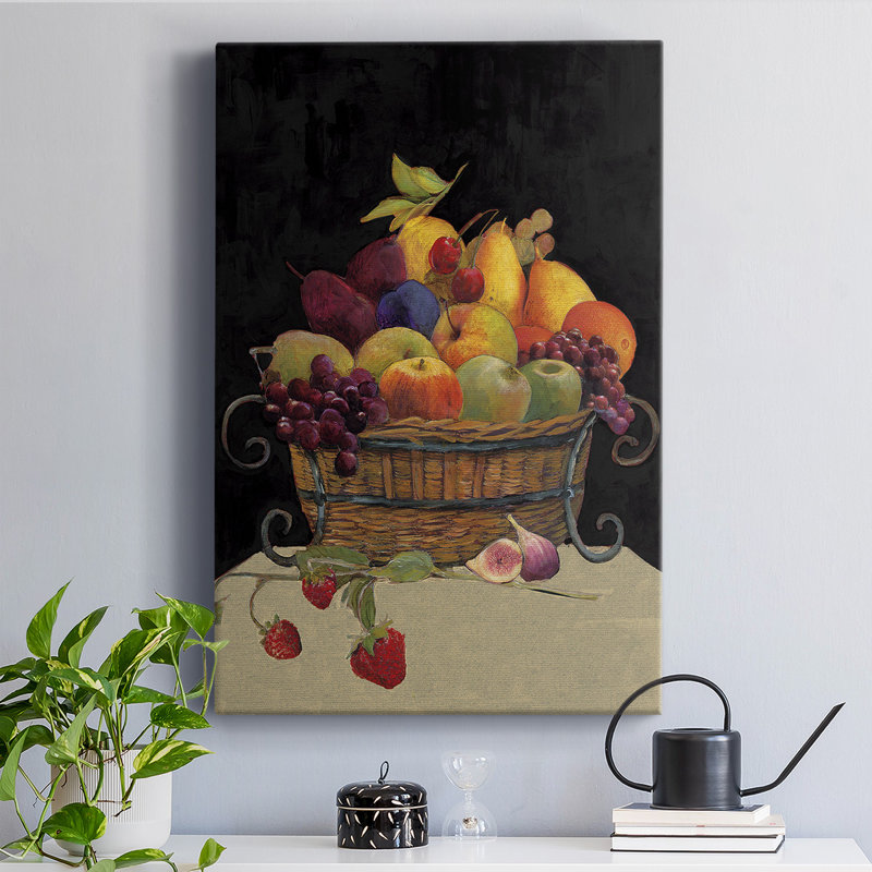 Panier de fruits I Revisit Premium, toile tendue avec châssis - prêt à être accroché, H 27 po x l 16 po x P 1 po
