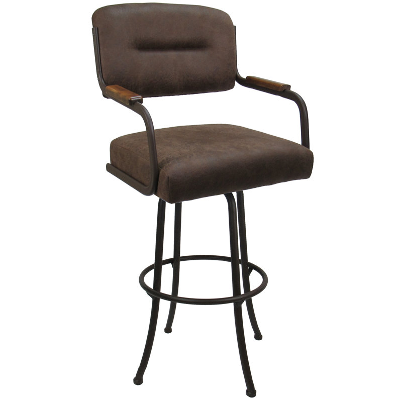 Tabouret de bar Joshua, Mélange de polyester brun / cadre beige, Bar Stool (30" Seat Height), Beige