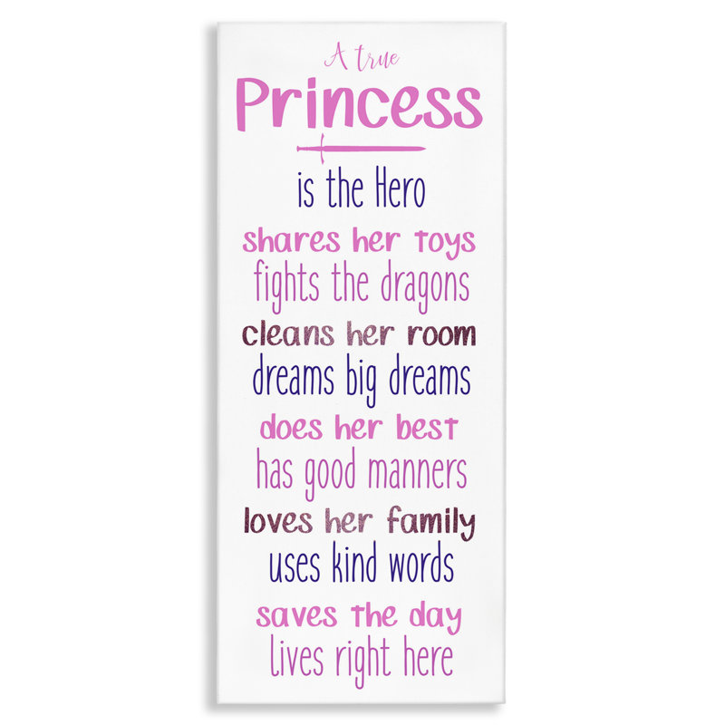 «True Princess Is The Hero», art mural sur toile, design par Kim Allen, H 30 po x l 13 po