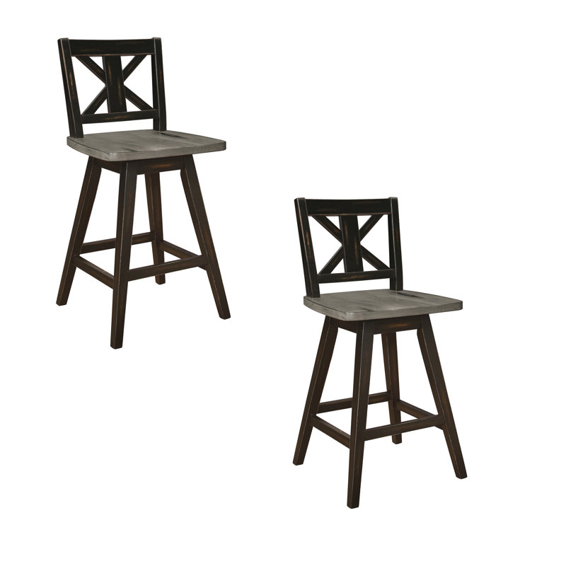 Katsumasa Swivel Solid Wood Counter Stool, Brown
