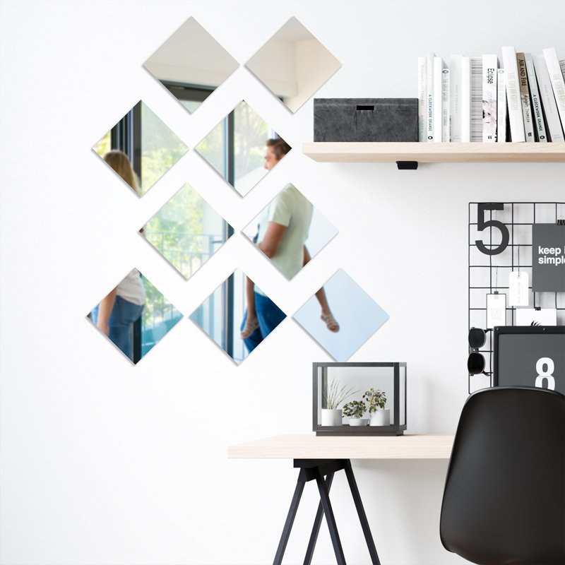 Square Mirror Wall Art Sticker 9pcs