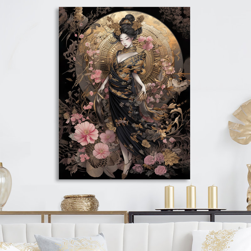 Élégante japonaise III sur métal, impression, H 44 po x l 34 po