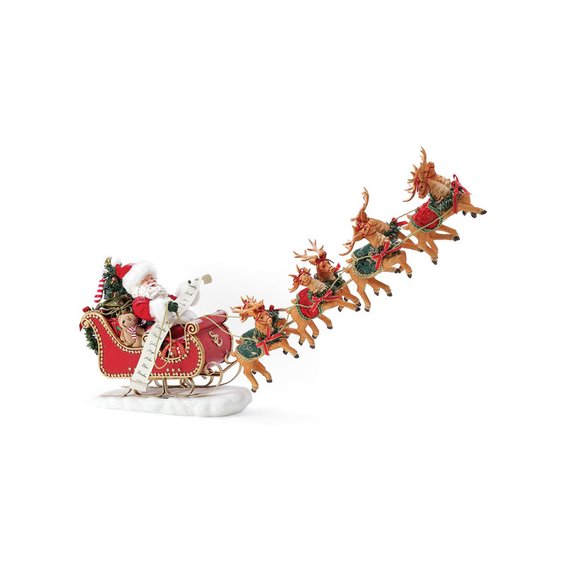 Figurine possible de rêves de Noël avec traîneau enneigé père Noël et renne 15 pouces