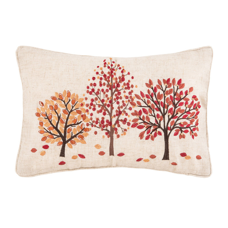 Harvest Autumn Forest Embroidered Throw Pillow