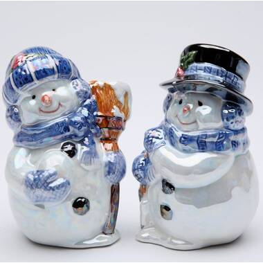 Stoneware Snowman Salt and Pepper Shaker Set