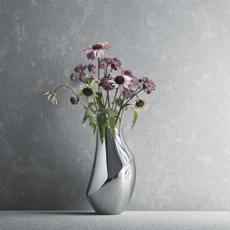Flora Mirror Polished Indoor / Outdoor Stainless Steel Table Vase, 9.06" H x 5" W x 5" D