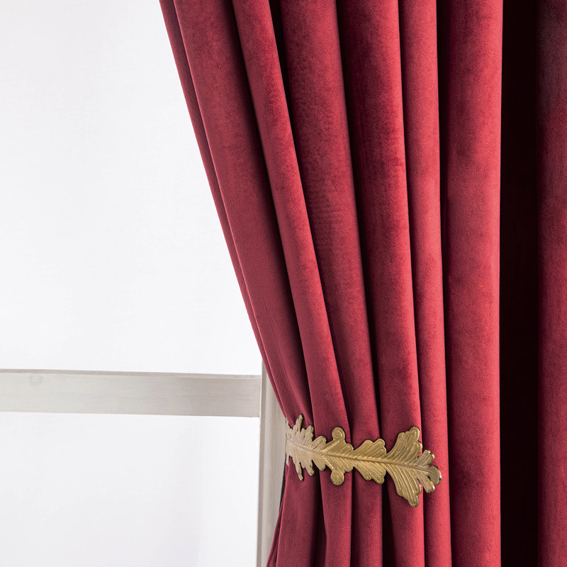 Lauier Velvet Blackout Curtain Pair, Red, 52" W x 120" L