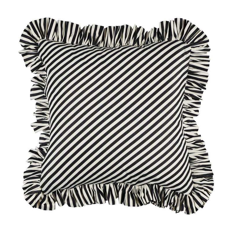 Brigitte Stripe Pillow, Black, 18" x 18"