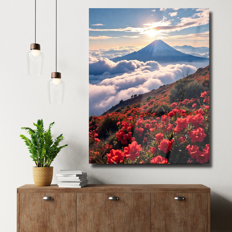 Art mural en verre trempé Mont Fuji, 40" H x 30" W