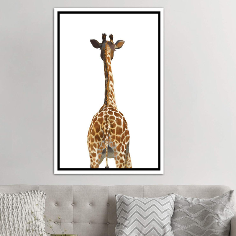 Art girafe bout à bout, Toile blanche encadrée, H 40 po x l 26 po x P 1,5 po