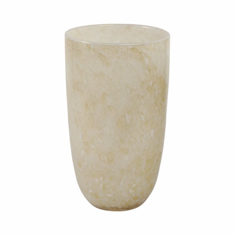 Addis Handmade Glass Table Vase, 12" H x 7" W x 7" D, Ivory