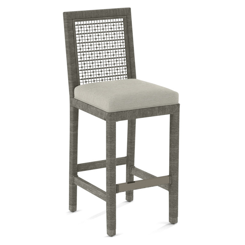 Pine Isle Bar Stool, Sunbrella Beige Pinstripe; 6205-74, Greystone