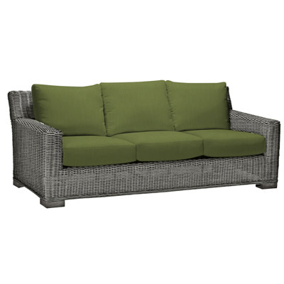 Rustic 81.25" Wide Outdoor Wicker Patio Sofa with Cushions