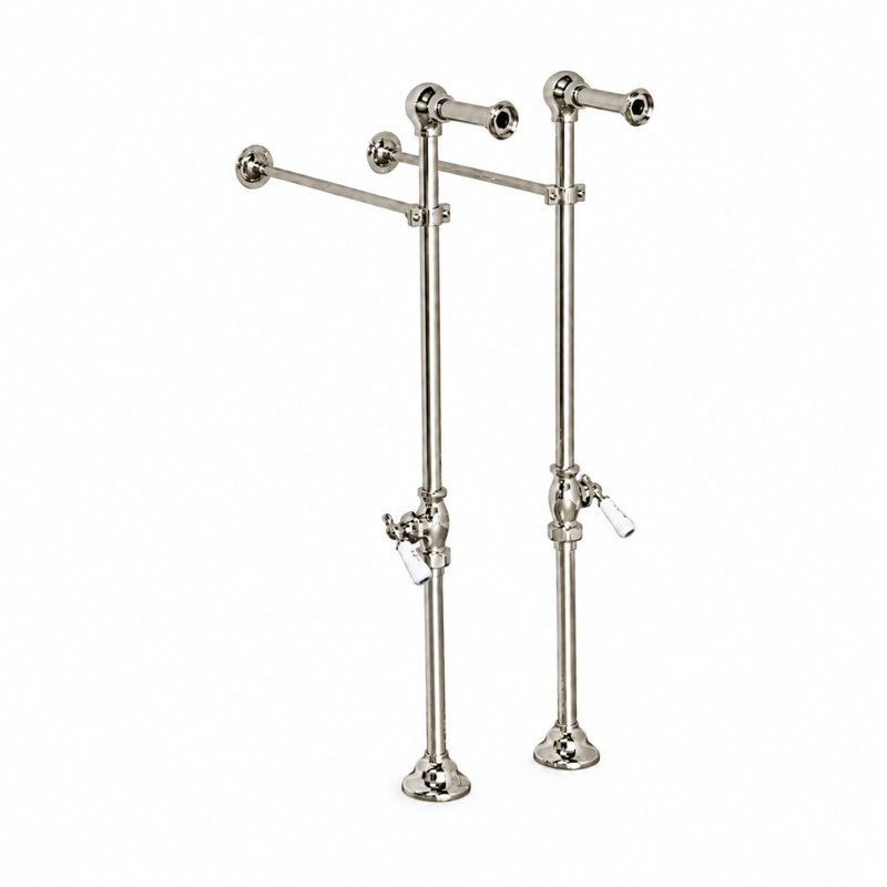 Ensemble de baignoire autoportante pour pieds avec arrêts, Nickel poli