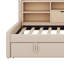 Lit de jour simple en velours rembourré avec couchette coulissante et tablettes de rangement-809444207