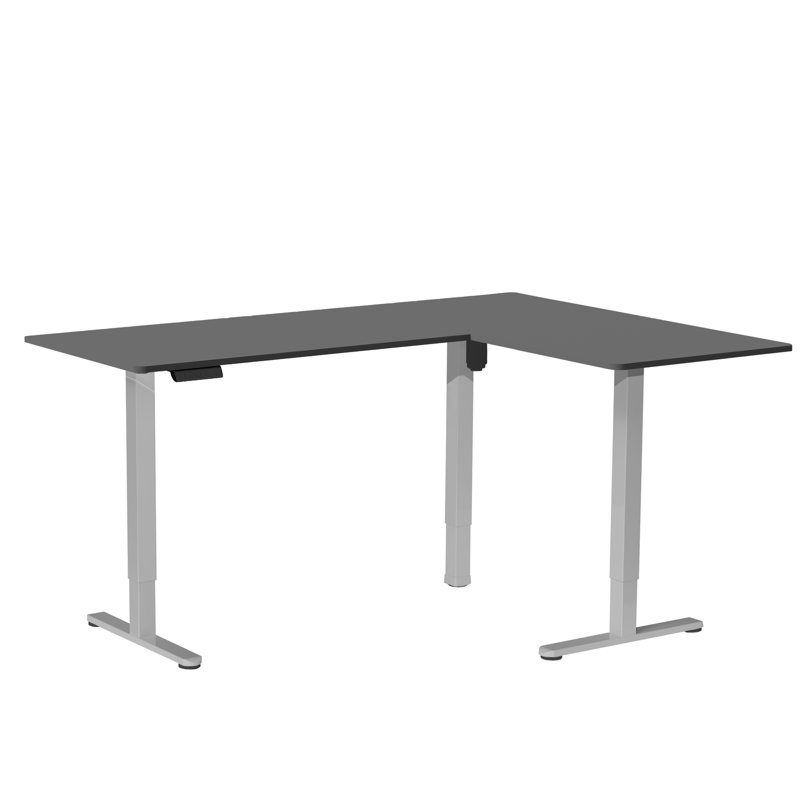 Bureau de coin électrique debout VIVO, poste de travail en L, Noir / gris, L 63 po x P 23,6 po