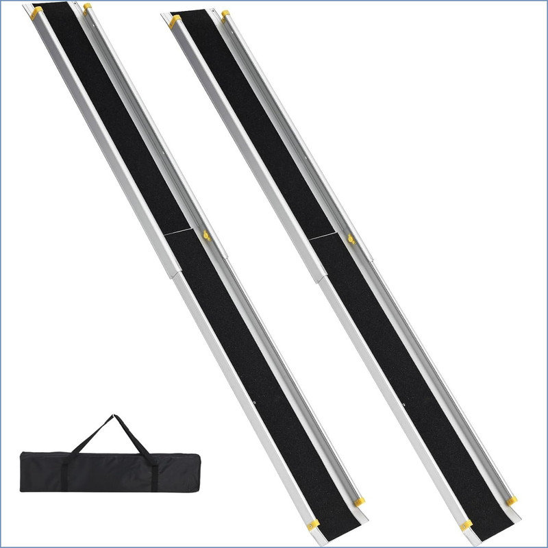 Telescoping Portable Wheelchair Ramps for Steps, Adjustable Wheelchair Ramp with Anti-Slip Surface and Storage Bag, 600 Lb Weight Capacity, 2 Panels