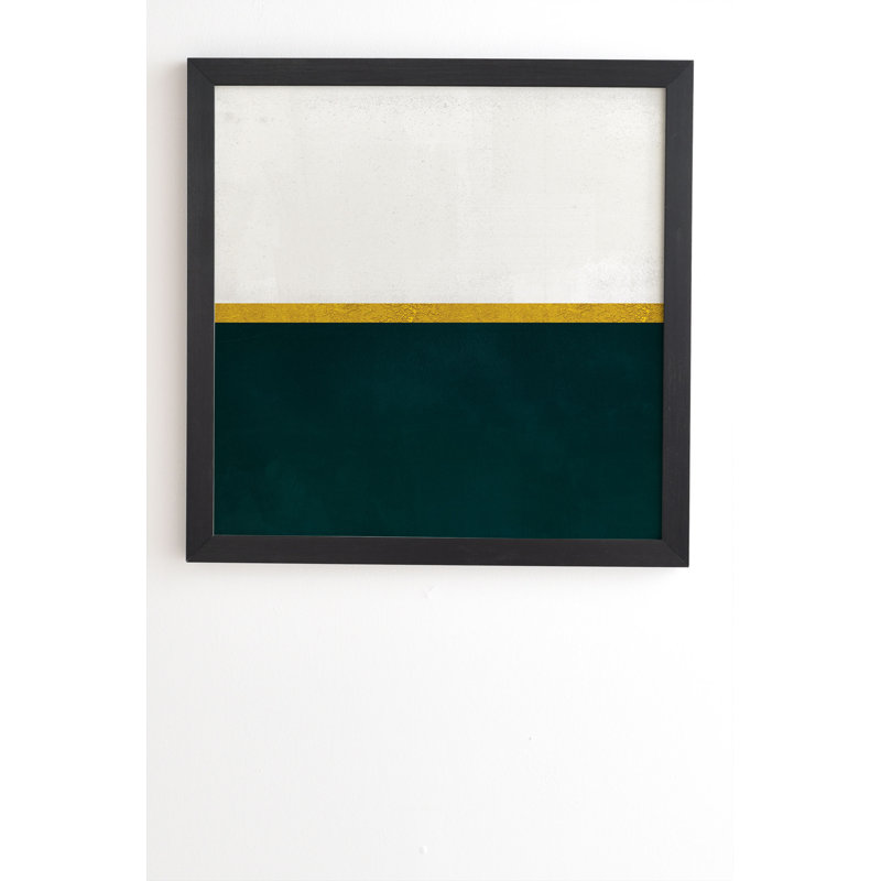 «Deep Green Gold and White», impression, H 20 po x l 20 po x P 2 po, Armature en bambou, Pas de tapis