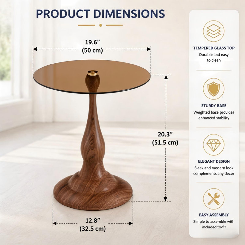 Table d'appoint Modern, Brun / Noyer