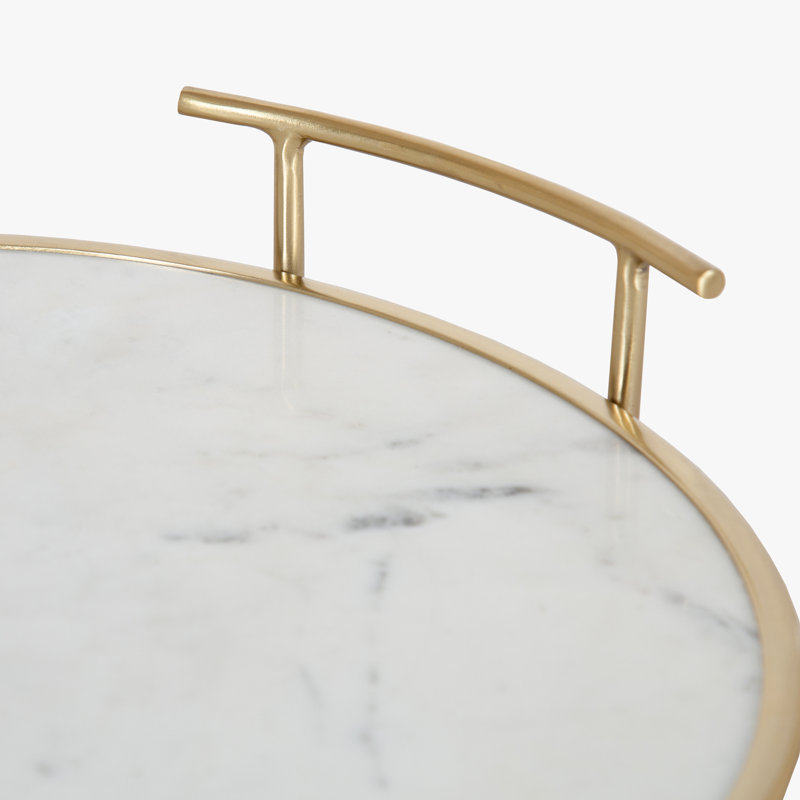 Coss Marble Tray, White Marble/Gold