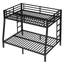 Black Full XL over Queen Metal Bunk Bed with Ladder, Space Saving, Sturdy Frame, No Box Spring