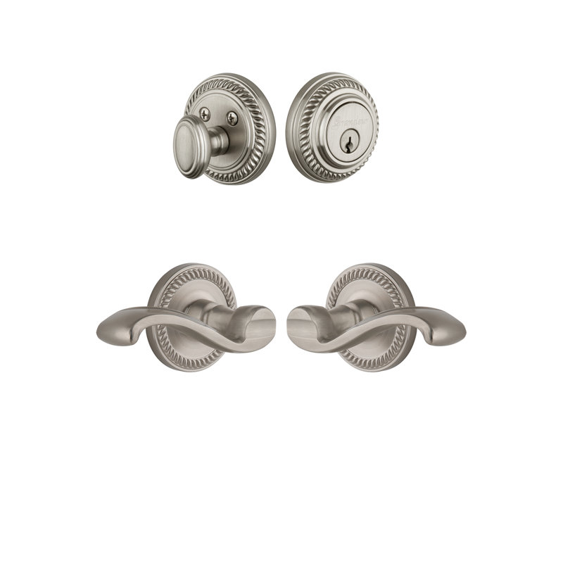 Newport Lever with Deadbolt, Satin Nickel