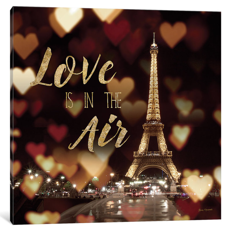 «Love Is in the Air», art textuel sur toile tendue, H 24 po x l 24 po x P 1 po, Papier beaux-arts encadré noir, Blanc