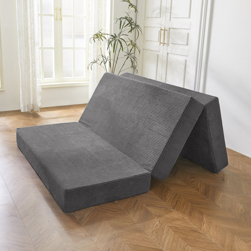 Matelas pliable tri-pliable de 6 po, matelas en mousse à mémoire de forme, Dark Grey, Lit simple