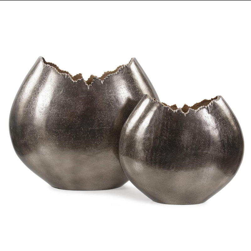 Baniff Jagged Edged Disc Vase- Medium, 13" H x 15.5" W x 5" D