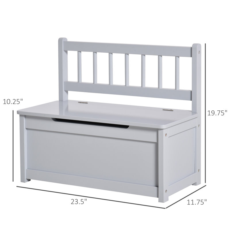 Boîte de rangement pour coffre à jouets en bois Annan 2-en-1 avec banc de siège, Bleu