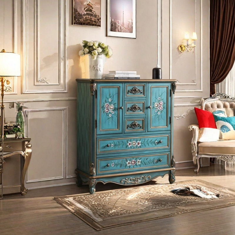 Retro multi-functional painted accent cabinet