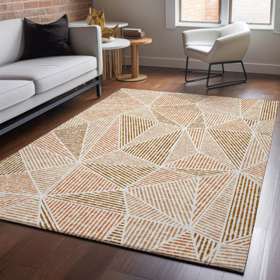 Premium Machine Washable Cerrito Terracotta Rug