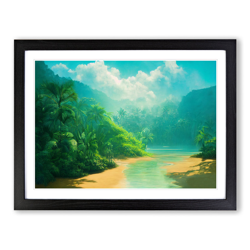 XH1022-9234X Tropical Forest Beach Vol.4 - Single Picture Frame Painting, 34cm H x 46cm W x 2cm D, Black