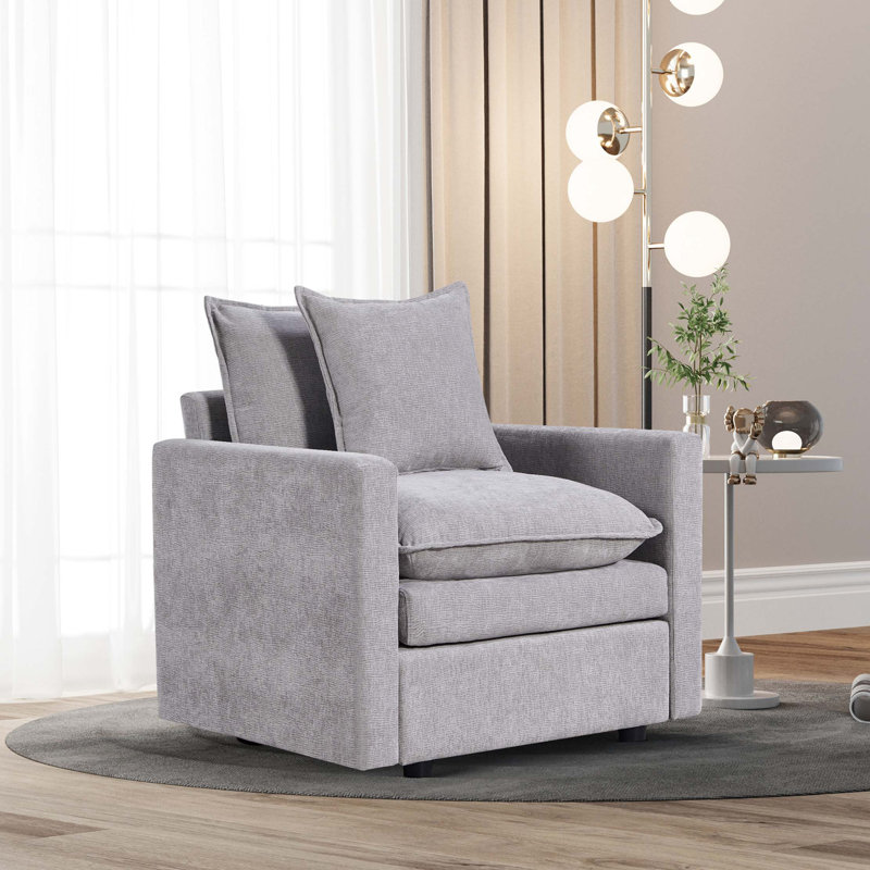 Canapé-lit en tissu d'ameublement Chenille, Gris