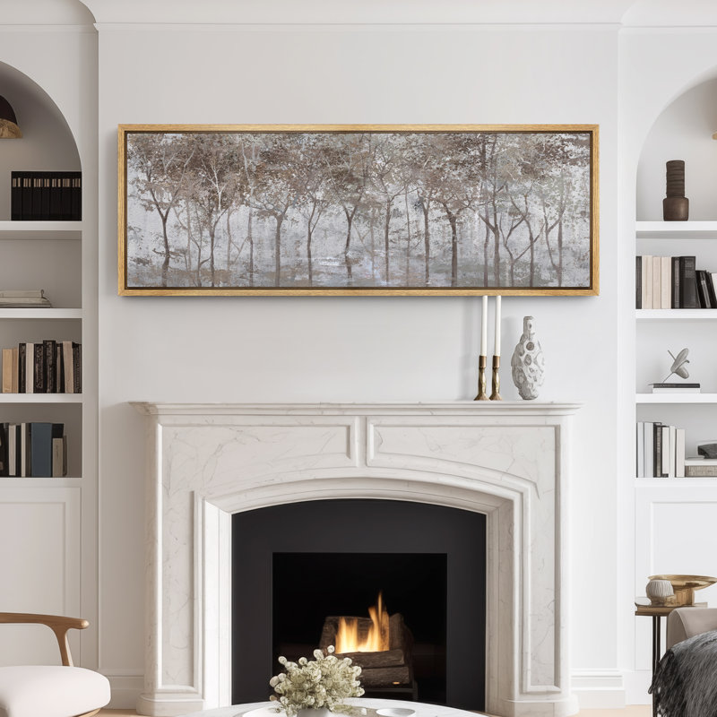 «Rustic Brown Abstract Forest Landscape Extra Large», reproduction d'art sur toile encadrée, H 20 po x l 60 po, Naturel