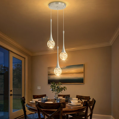 Luminaire suspendu pour îlot de cuisine à 3 lumières DEL Glam